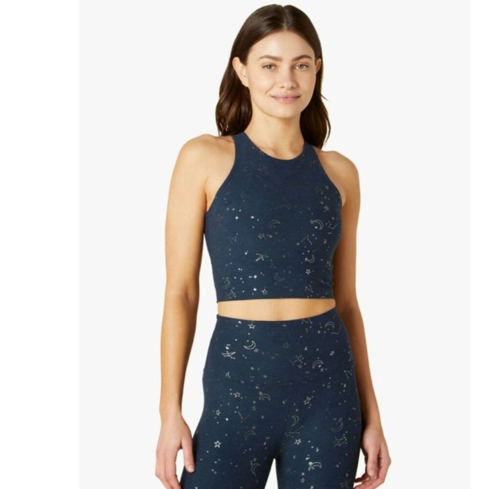 Beyond Yoga Cropped Tank in Nocturnal Navy/ Gunmetal Constellations Size: S